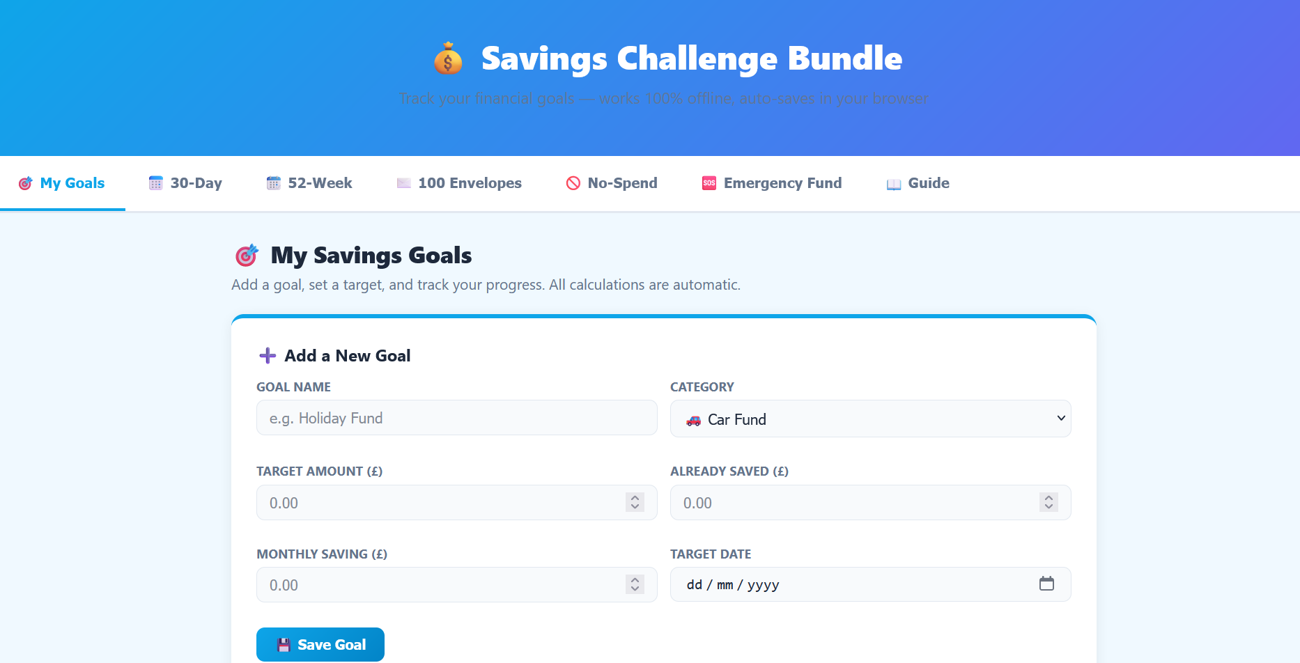 💰 Savings Challenge Bundle — Interactive Digital Planner