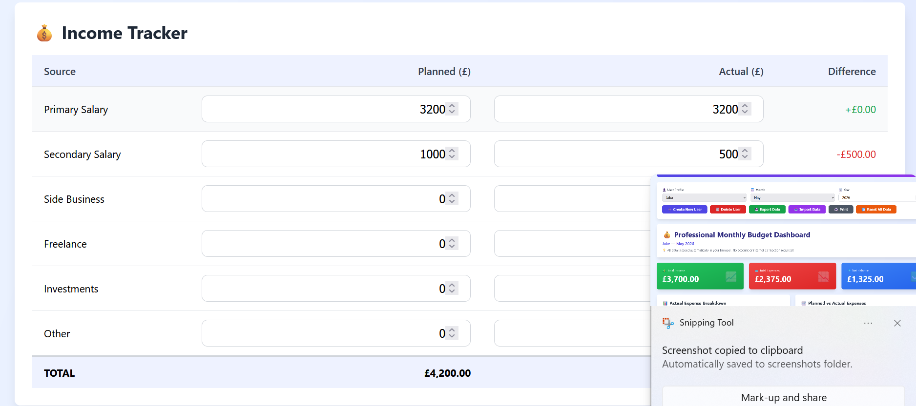 📊 Professional Budget Planner – Offline Monthly Finance Tracker (Multi-User Edition)