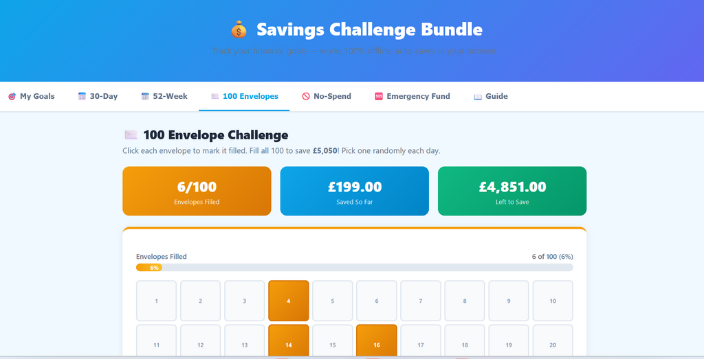 💰 Savings Challenge Bundle — Interactive Digital Planner